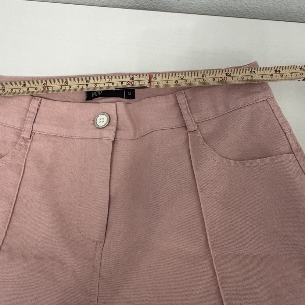 Noir Flare Leg Trousers Pink Size Medium 70s Coquette Retro Feminine Front Seams - Picture 8 of 9